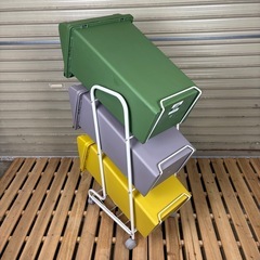 分別ダストワゴン　ゴミ箱　収納ラック付き　3段　ボックス　インテリアの画像