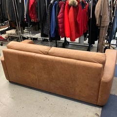12/25まで店頭商品一部を除き半額クリスマスSALE!!開催中 　K2512-221 オイルドレザー風 3人掛けソファ ブラウン キズ汚れ有りの画像