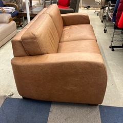 12/25まで店頭商品一部を除き半額クリスマスSALE!!開催中 　K2512-221 オイルドレザー風 3人掛けソファ ブラウン キズ汚れ有りの画像