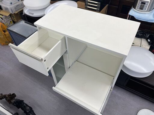 ミドルレンジボード 幅75×奥行40×高さ119ｃｍ ホワイト 白 食器棚 キッチン収納 札幌市手稲区