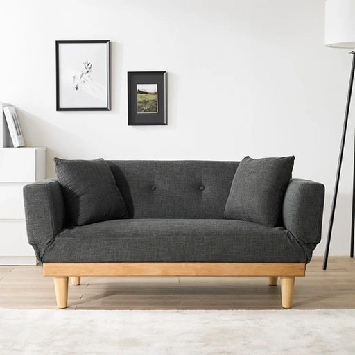LOWYA】2人掛けソファ ソファベッド 天然木脚 ファブリック