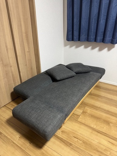 LOWYA】2人掛けソファ ソファベッド 天然木脚 ファブリック