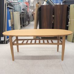 センターテーブル　楕円　タモ材　リユース品　価格　13,750円の画像