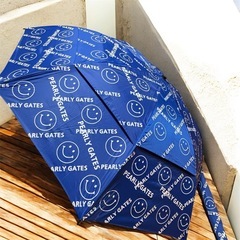 PEARLY GATES パーリーゲイツ 長傘 ブルー スマイル柄　日傘　ユニセックスの画像