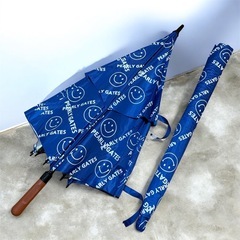 PEARLY GATES パーリーゲイツ 長傘 ブルー スマイル柄　日傘　ユニセックスの画像