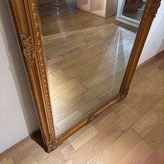 アンティーク調 レリーフ彫刻 ウォールミラー ロココ様式 装飾 姿見の画像