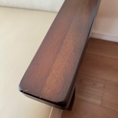 ソファ2.5人掛け アイボリー合皮×ウォールナット材 北欧カフェ風の画像