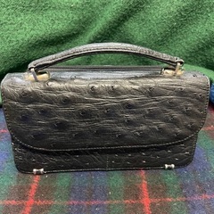 黒色　オーストリッチレザー　セカンドバッグ（クラッチバッグ） ブラック レザー ハンドバッグの画像