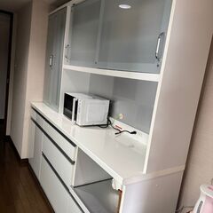 ホワイト 食器棚／キッチンボード 美品・大型【5,000円】の画像