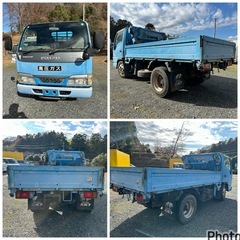 NOX.PM適合！マフラー燃焼装置無し！H14年いすゞエルフ積載2トン！タダノ1トン吊り3段クレーン、ミニ、簡易クレーン！フレームOKの画像