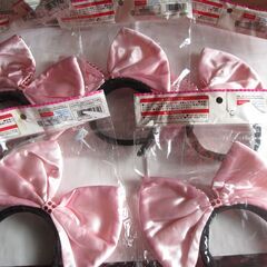 大きなリボンのカチューシャ　11本　(ピンク５本　シルバー６本) 包材に劣化がありますの画像