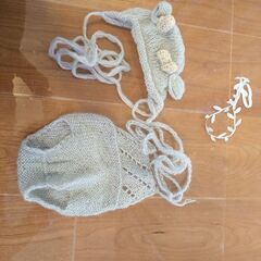 ニューボーンフォト 撮影セット(衣装と小物とバスケット)の画像