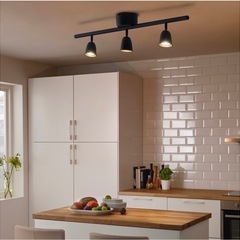  シーリングトラックスポットライト 3灯 ブラック ライト付きの画像