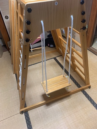 ｛使用済み］室内木製折り畳み式ジャングルジム　滑り台付き　耐荷重40kg