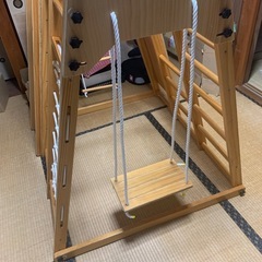 ｛使用済み］室内木製折り畳み式ジャングルジム　滑り台付き　耐荷重40kg の画像