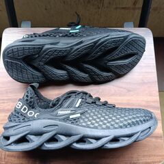 新品 25cm メンズ スニーカー ブラック 厚底 男女兼用 シューズ 識別番号:【N592-S】の画像