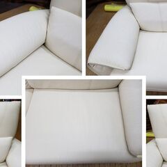L25　美品！　合皮　ラブソファ　アイボリーの画像