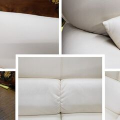 L25　美品！　合皮　ラブソファ　アイボリーの画像