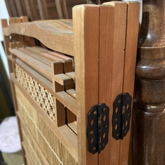 衝立 和風 パーテーション 間仕切り おしゃれ パーティション 折りたたみ 4連 屏風 和モダン 簾屏風 木製 天然木 夏屏風 高級 国産 日本製 古民家家具 旅館 ホテル 飲食店の画像