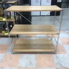 ＼家具＊家電のお店／【ｼﾞｬﾝｸﾞﾙｼﾞｬﾝｸﾞﾙ石川金沢店】スチールユニットシェルフ オーク材棚 無印良品 木目調W(幅)84×D(奥行き)40×H(高さ)83cmの画像