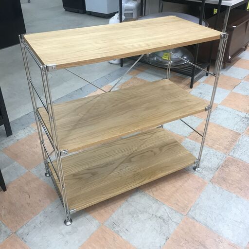 ＼家具＊家電のお店／【ｼﾞｬﾝｸﾞﾙｼﾞｬﾝｸﾞﾙ石川金沢店】スチールユニットシェルフ オーク材棚 無印良品 木目調W(幅)84×D(奥行き)40×H(高さ)83cm