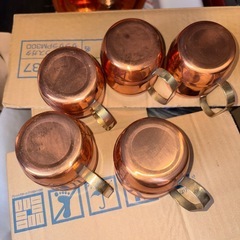 GYP1220 銅製　樽型　マグカップ　銅マグ　ビアマグ　アウトドア　5客セットの画像