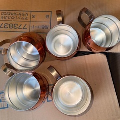 GYP1220 銅製　樽型　マグカップ　銅マグ　ビアマグ　アウトドア　5客セットの画像