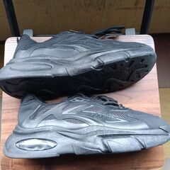 新品 26.5cm メンズ スニーカー ブラック 厚底 シューズ 普段着 識別番号:【N597-S】の画像