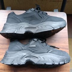 新品 24.5cm レディース スニーカー ブラック 厚底 シューズ 識別番号:【N599-S】の画像