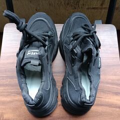 新品 24.5cm レディース スニーカー ブラック 厚底 シューズ 識別番号:【N599-S】の画像