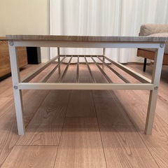 【美品・幅120cm】北欧風リビングローテーブル（木目×ホワイト）引越しのためお譲りしますの画像