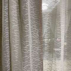 レースカーテン100cm × 200cm 2枚  白色の画像