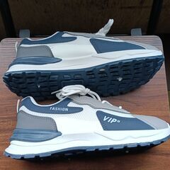 新品 25.5cm メンズ スニーカー ホワイト ブルー 厚底 シューズ 識別番号:【N605-S】の画像