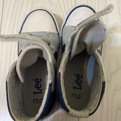未使用に近いLee ハイカットスニーカー グレー/ネイビー 16cmの画像