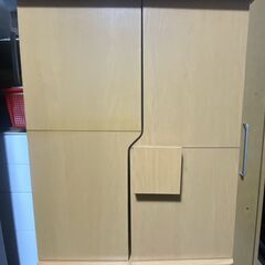 M663 本棚 扉付き キャビネット 木製 薄方収納 インテリア家具の画像