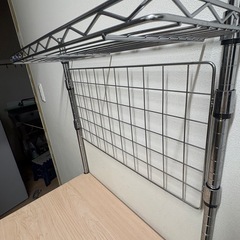 キャスター付きメタルラック　木天板付きワークテーブル　レンジ台や作業台にの画像