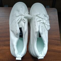 新品 25.5cm メンズ スニーカー ホワイト 厚底 シューズ 普段着 識別番号:【N607-S】の画像