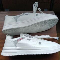 新品 25.5cm メンズ スニーカー ホワイト 厚底 シューズ 普段着 識別番号:【N609-S】の画像