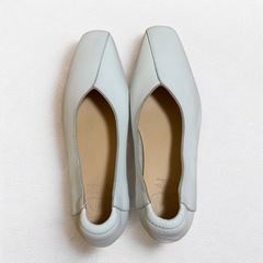 あしながおじさん ホワイト フラットシューズ 24cm スクエアトゥの画像