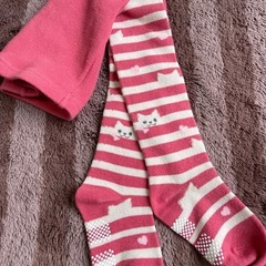 95サイズ　　フェイクファーワンピース   ねこ柄タイツ　新品うさぎタイツの画像