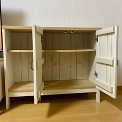 ニトリ　キャビネット ナチュラル/ホワイト　マリーナシリーズの画像