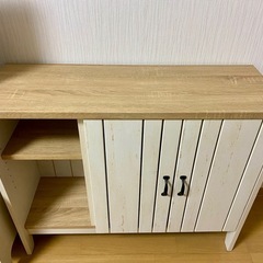 ニトリ　キャビネット ナチュラル/ホワイト　マリーナシリーズの画像