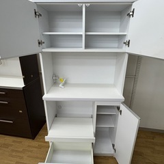 【ドリーム川西店限定】☆ジモティー見たよ割引☆ 土井インテリア工業 2枚扉食器棚 クリーニング済み 【2125560000039320 】の画像