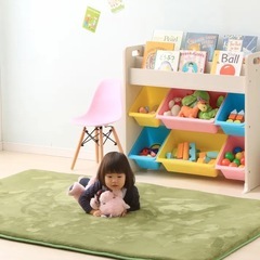 アイリスオーヤマ 絵本棚付トイハウスラック パステルの画像