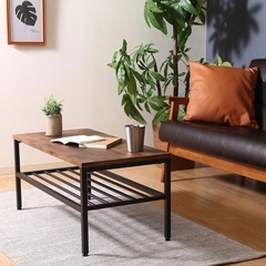 ローテーブル　収納棚つき　ヴィンテージ風の画像