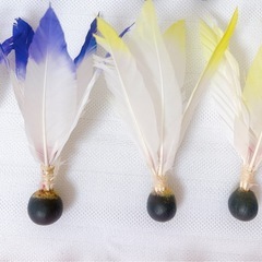 【昔ながらの郷土玩具】羽根つきの羽根『つくばね』21個セット 胡鬼子（こぎこ）5本羽根の画像