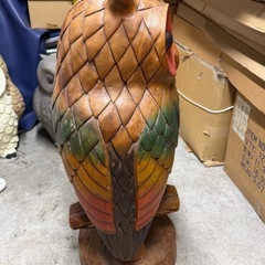フクロウ！木彫り！高さ約780！！オブジェ！の画像
