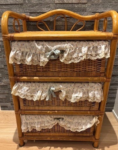 【良品】ラタン製　6段チェスト　籐家具　昭和レトロ　収納家具 良品】ラタン製 6段チェスト 籐家具 昭和レトロ 収納家具 良品