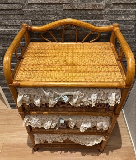 籐製 ラタン 3段 チェスト (くれ) 上小田井の収納家具《キャビネット