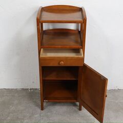 『karimoku』カリモク 電話台 TEL台 ファックス台 FAX台 飾棚 飾り棚 キャビネット 花台 ラタン 藤 RWmis68の画像